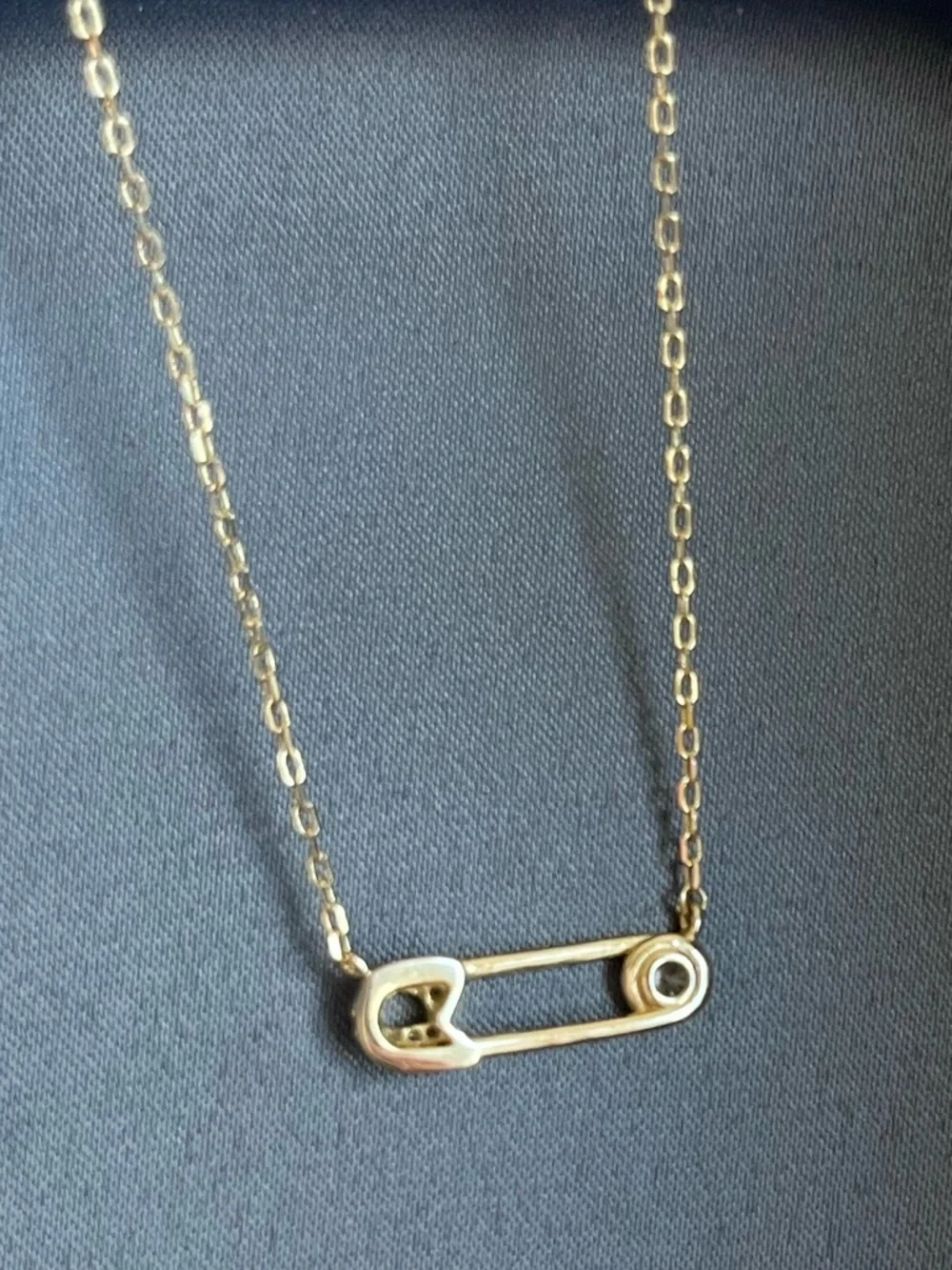 NWOT Rachel Zoe Gold-Tone Safety Pin Pendant Necklace with CZ Accents - Picture 2 of 4